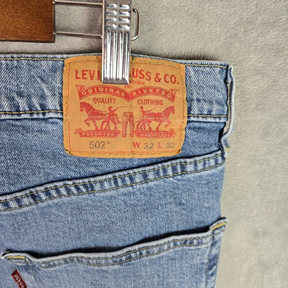 Levis 502 Regular Taper Mens Light Wash Blue Denim Jeans‎ 32x32 29507-0736